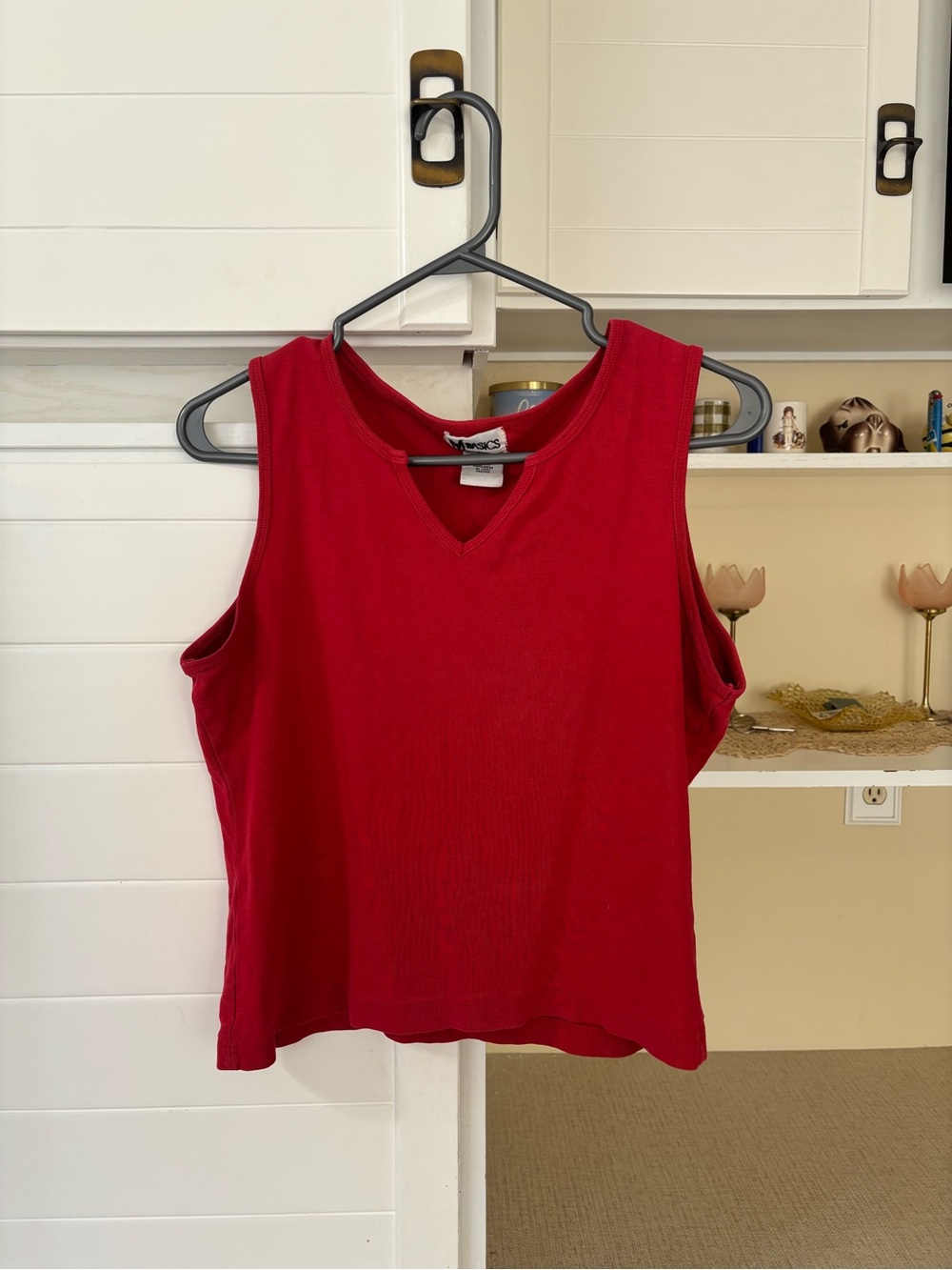 Vintage Basic Red V-Neck Tank Top